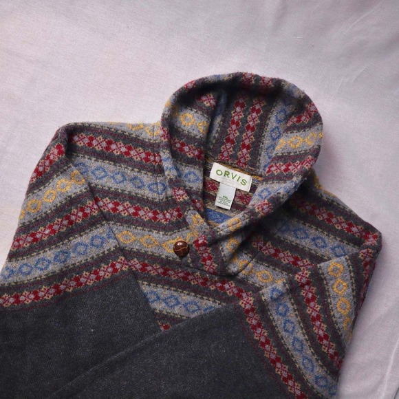 Orvis Other - Orvis Mens Fair Isle Shawl Collar‎ Sweater 100% Lambswool Size XXL